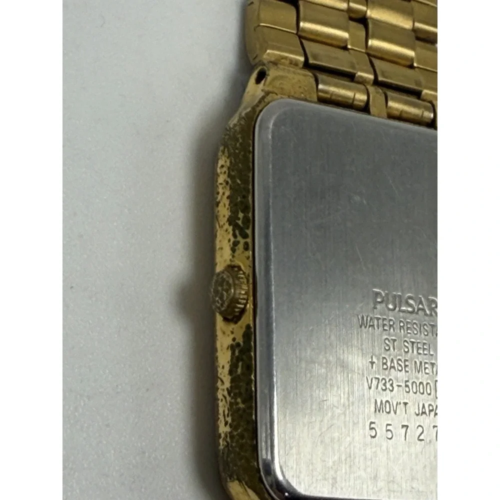 Pulsar V733-5000 New Battery Mens Tank Watch 28MM 7